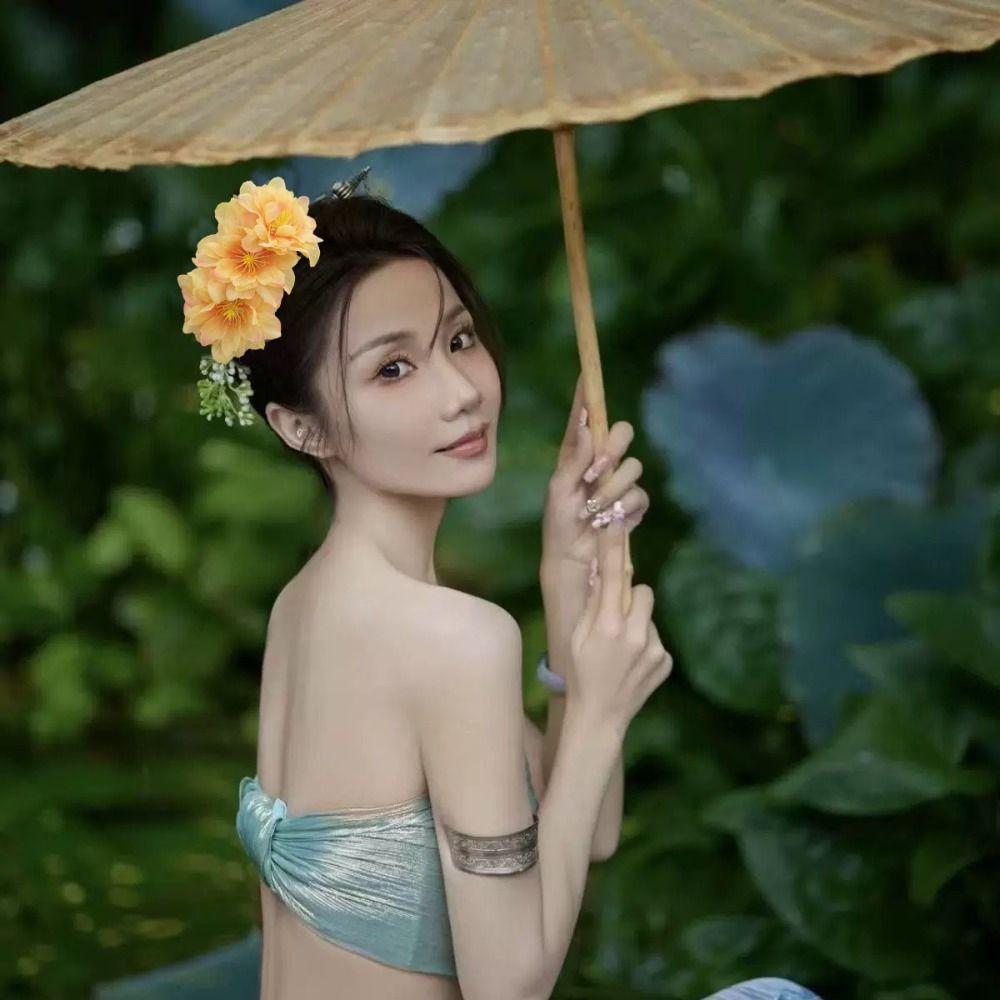 Ethnic Style Flower Hair Comb Sweet Wedding Bride Accessories Water Splashing Festival