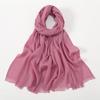 Eșarfe Hijab Simple din Bumbac și Bambus Femei Culoare Solidă Turban Șifonat Margine Îndepărtată Bumbac Moale Hijab Șal Calitate Premium
