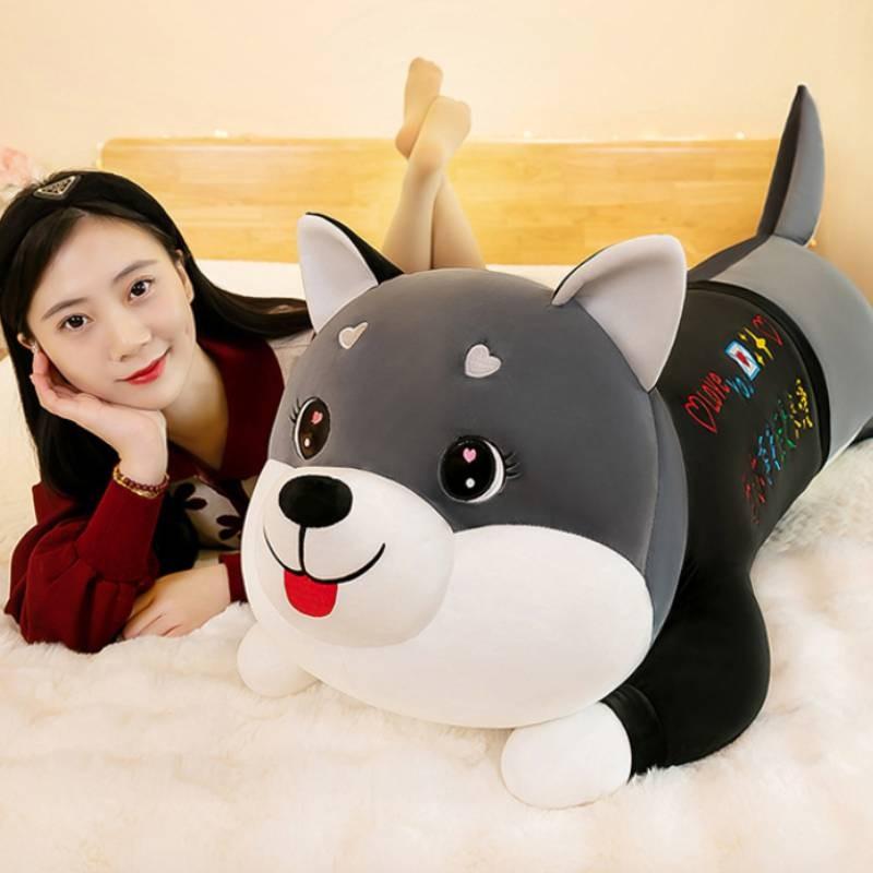 Adorable Husky Plush Toy Cuddly Soft Dog Pillow Perfect Gift For Girls And Kids