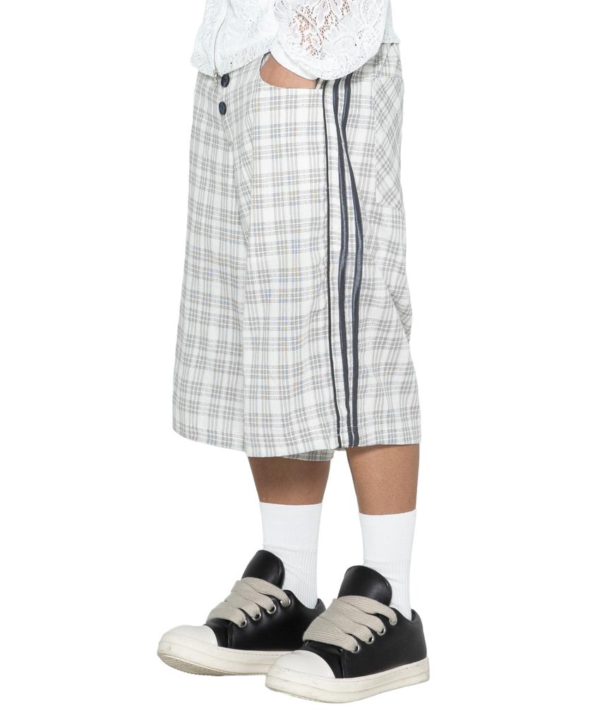 GLACK Gzp003 Trackline Check Bermuda Pants (Ivory)
