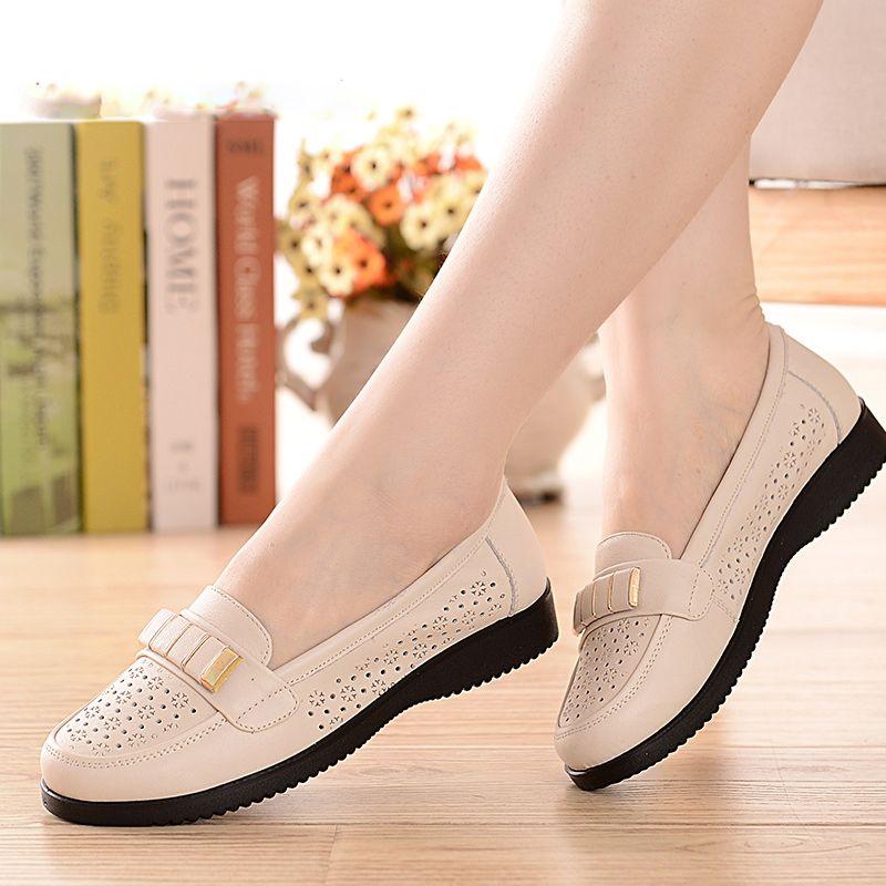 Spring and Autumn Middle-aged and Elderly Shoes Female Breathable Non-slip Shoes Summer Flat Shoes Soft Bottom Cloth Shoes