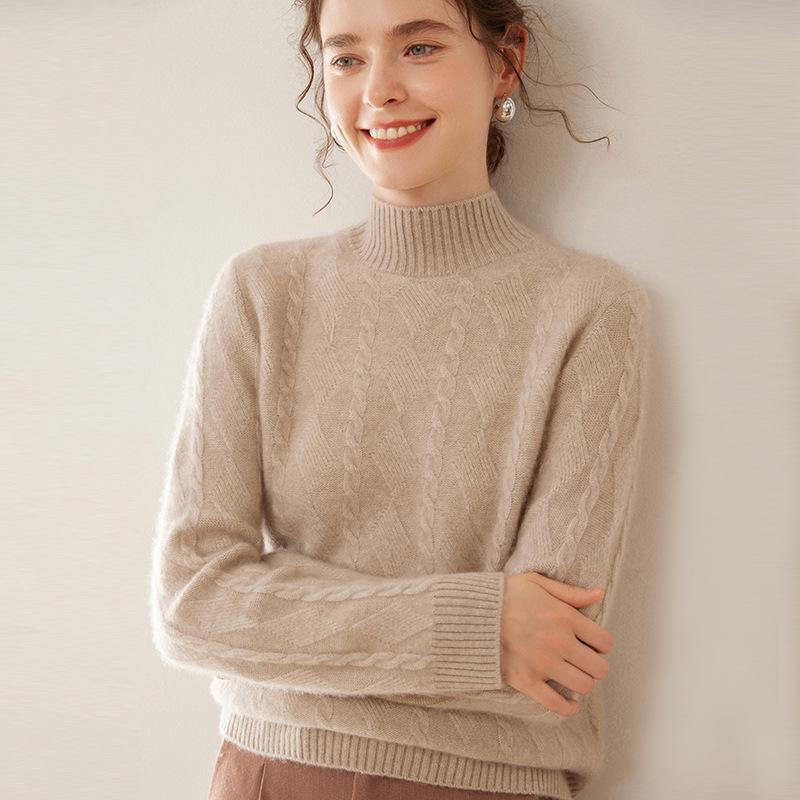 Women's Winter Cashmere Knit: Half-High Collar, Thickened, Loose Fit Sweater