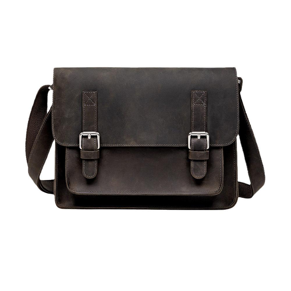 Herren Echtleder Umhängetasche, Oberste Schicht Rindsleder, Crazy Horse Leder, Lässiger Stil
