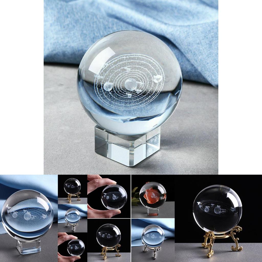 Stunning Laser Engraved Solar System Ball 3d Miniature Planets Sphere Glass Globe Decor