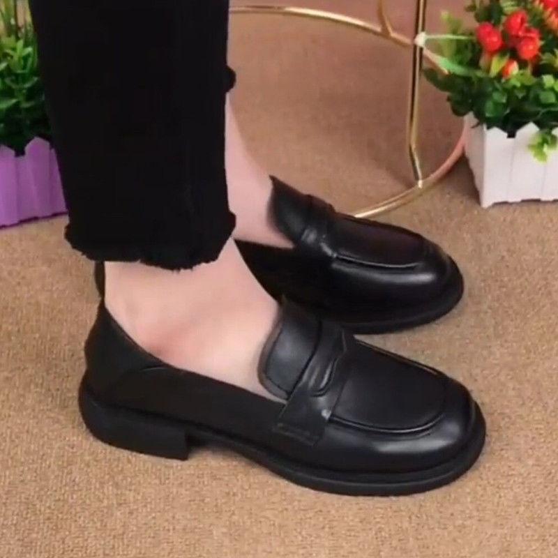 One-pedal women's shoes soft leather flat-soled single shoes versatile leather small leather shoes spring and autumn