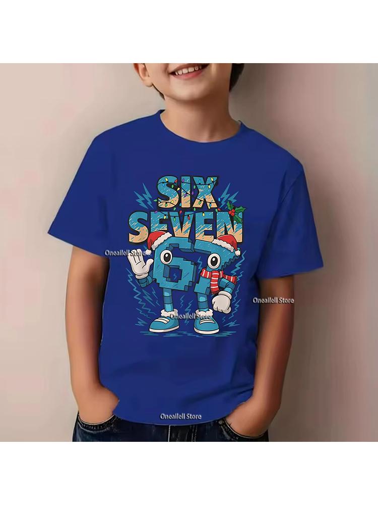 Kids Christmas Light SIX SEVEN 67 Graphic TShirt Soft Cotton Holiday Wear for Boys Girlsdf0151