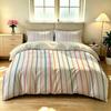 3PCS Simple Retro Colorful Vertical Stripe Duvet Cover Set, Soft Decorative Bedding, Machine Washable, Without Comforter Inse