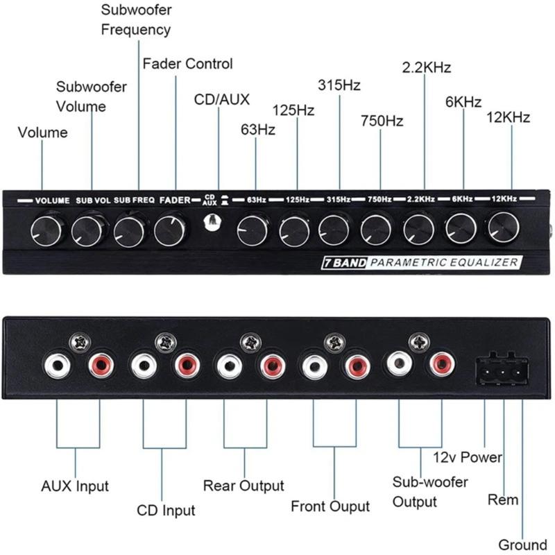 High Performances 7 Band Car Equalizer with Parametric Control and Subwoofer Output for Superior Stereo Sound Experience