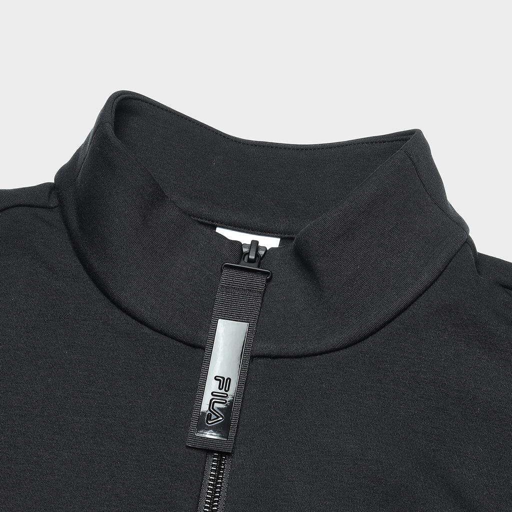 FILA Solid Color Stand Collar Fitness Pullover Long Sleeve Sweatshirt Women sweatshirt Deep-Black A11W341211F-BK