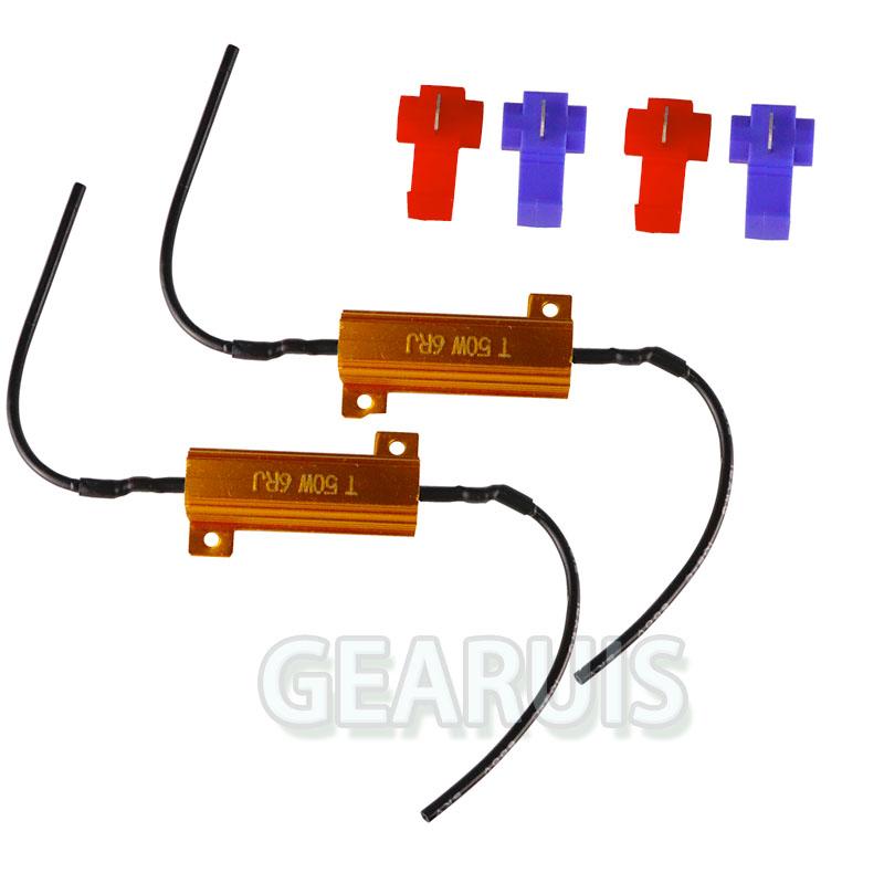 2pcs 50W 6RJ 6Ohm Car LED DRL Fog Turn Singal Load Resistor for Fix LED Bulb works as warning canceller no Fast Hyper Flash