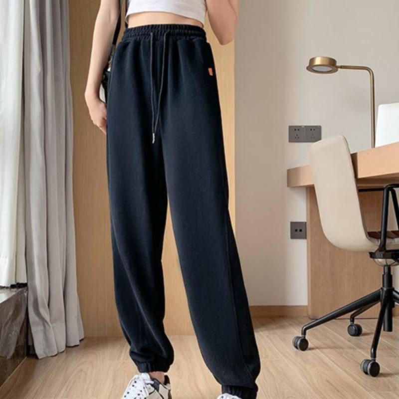 Damskie spodnie dresowe Harun Casual Wiosna Jesień Luźne nogawki Spodnie z wiązaniem Wyszczuplające Szare Spodnie sportowe