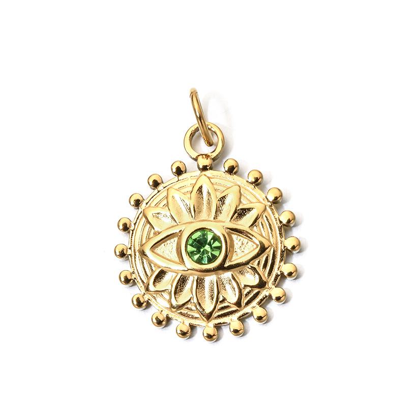 18K Gold Sun Eye Pendant Charm with December Birthstone