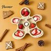 Solid Wood Fruit Bowls Wooden Christmas Divided Tray, Gingerbread Man Santa Xmas Tree Compartment Snack Rustic Kitchen Table Decor Platter,