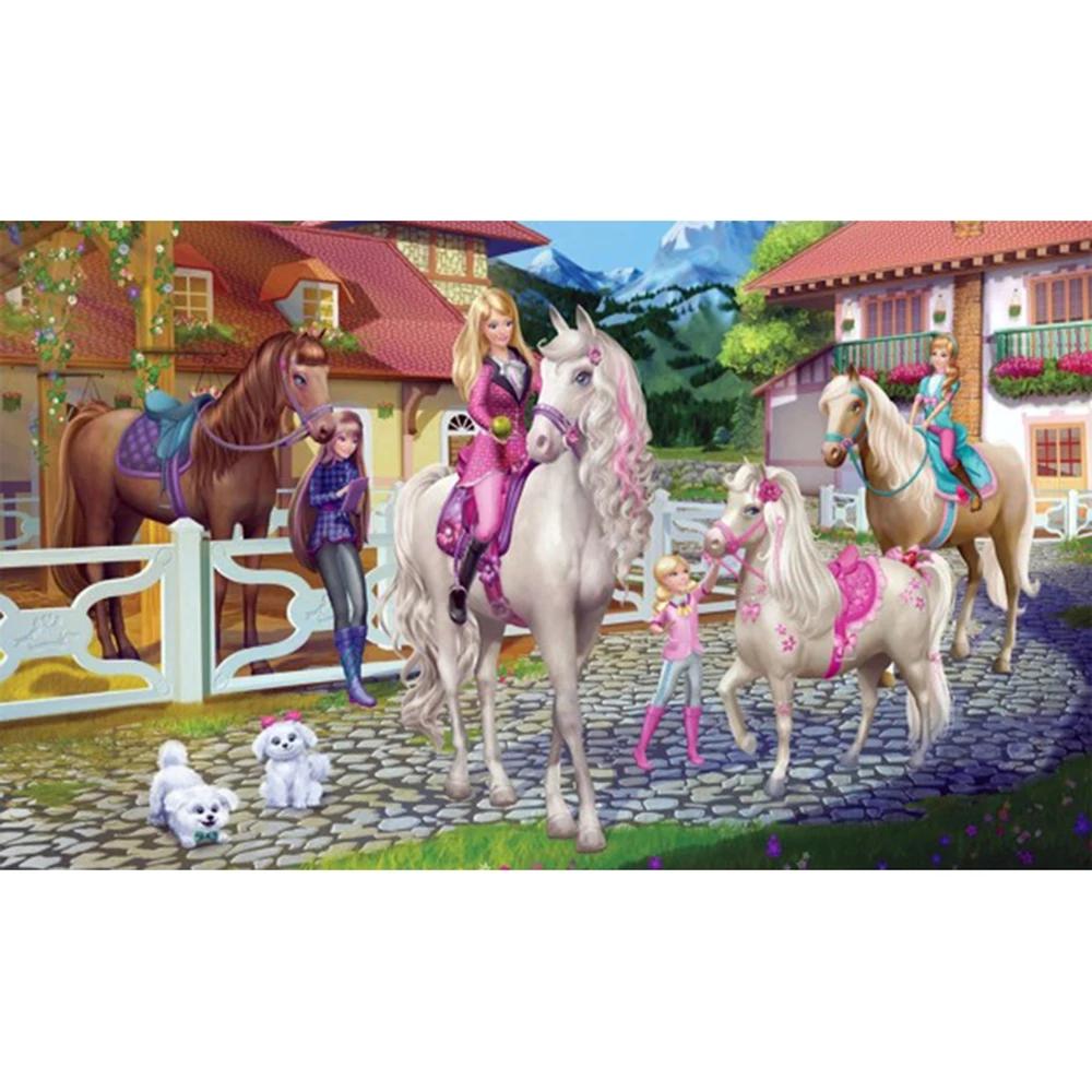 Buy Diamond Painting Cartoon Girls and Horses 5D Full Rhinestones ...