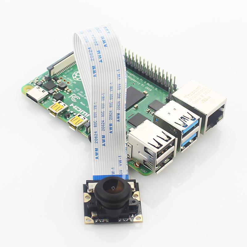 Raspberry Pi 4B/3B+ 5MP Fisheye 130° Wide-Angle Camera with Adjustable Focus (0V5647 Chip)