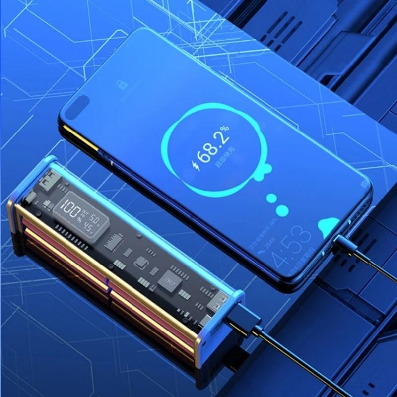 22.5W DIY Battery Charger Case Transparent PD Fast Charging Case Welding For 8PCS 18650 Polymer 20000mAh Battery Charging Box