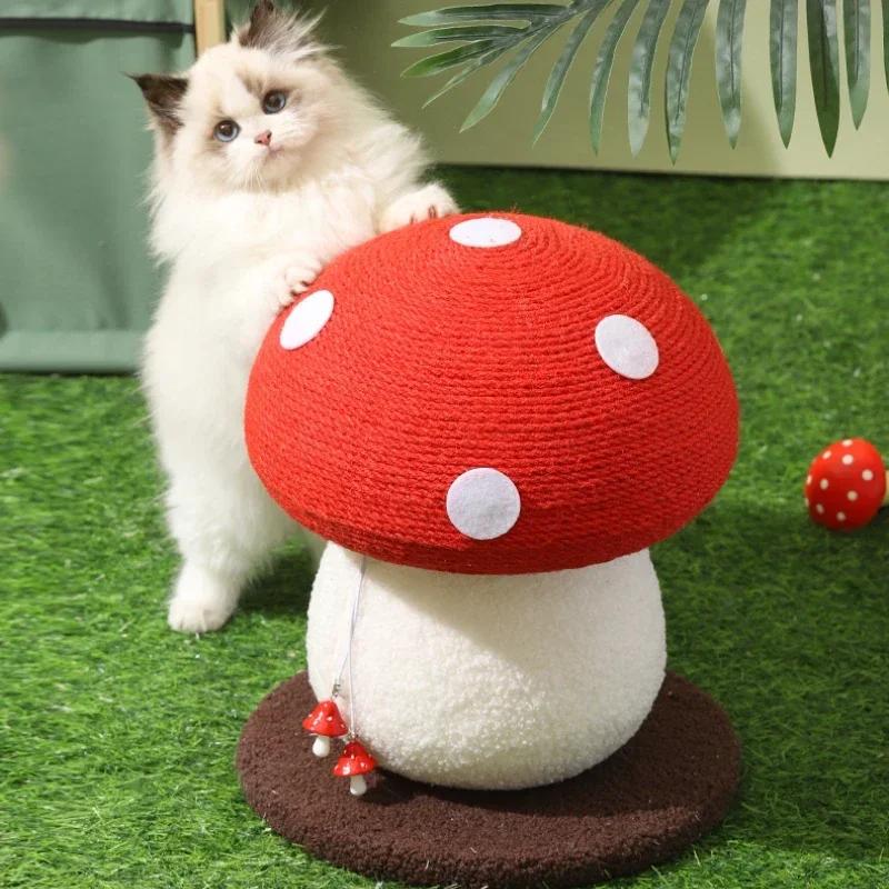 Red Mushroom Cat Tree Sisal Cat Scratching Post Grinding Claw Wear-Resistant Scratch-Resistant Furniture Protection Supplies