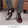 Men's Plus Size Crocodile Pattern Patent Leather Business Slip-On Shoes, Pointed Toe, Shiny Finish