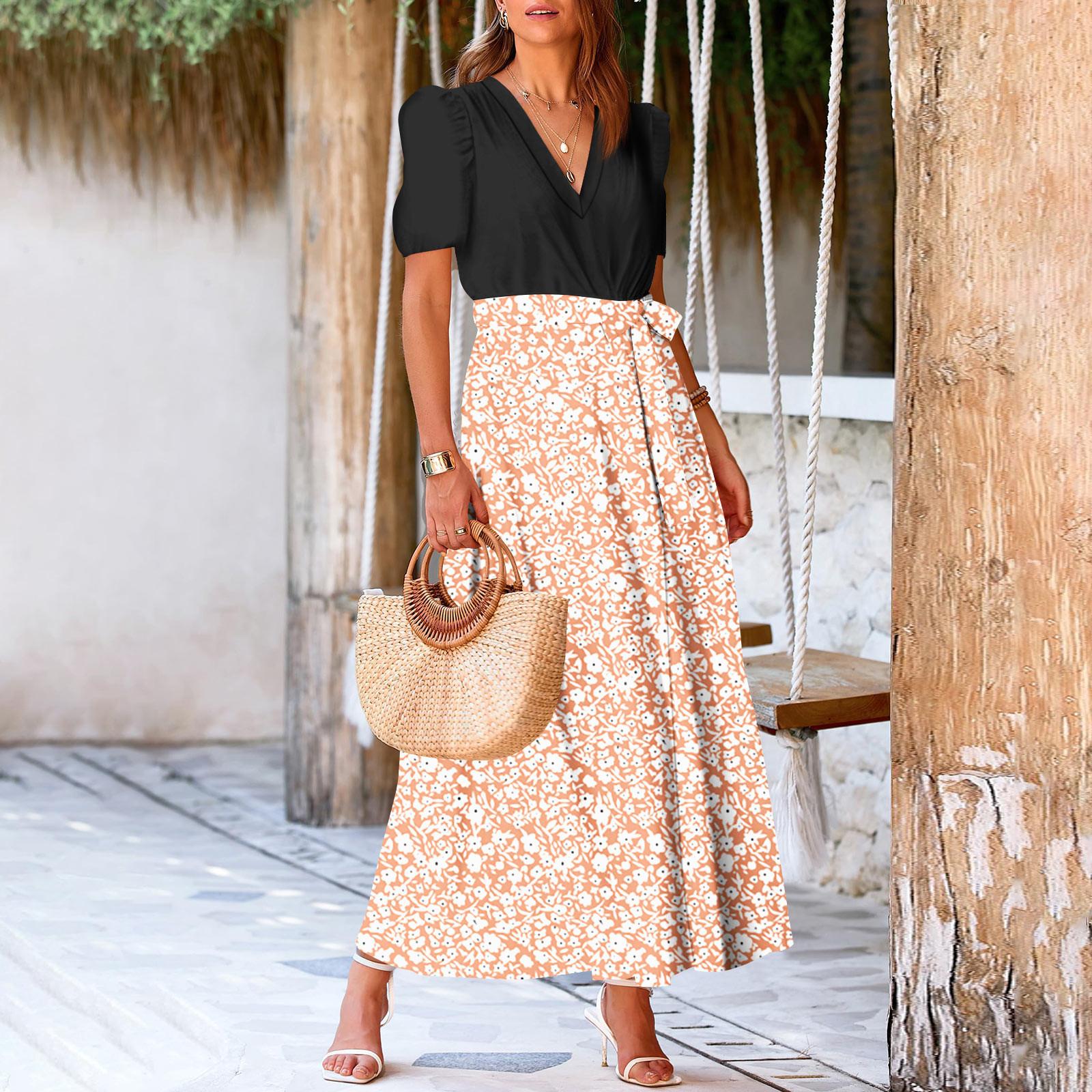 

Women s Summer Dress Loose Beach Vacation Casual Deep V Neck Vest Dress Elegant Shirt Dress XL бежевий