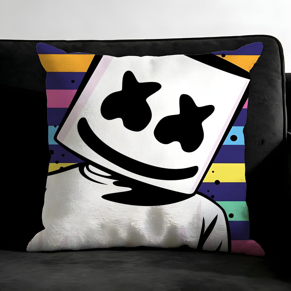 M-Marshmello Music Producer Cushion Cover Pillowcase Ultra Soft Skin Friendly Fabric Cloud Like Comfort & Concealed Zipper