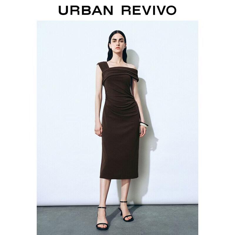 UR2026 Women s Asymmetrical One-Shoulder Midi Dress XS