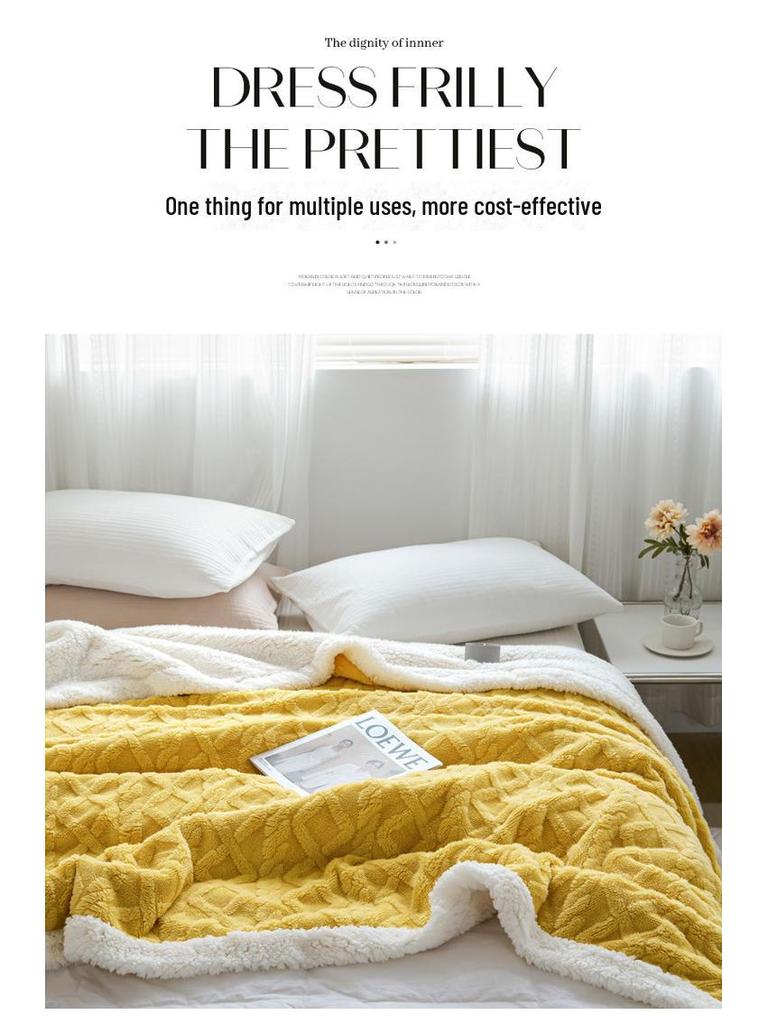 Tuff Lamb Fleece Nordic Sofa Blanket: Soft, Solid Color, Year-Round Use