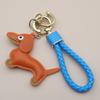 Adorable Sausage Dog Car Keychain PU Leather Cartoon Pendant Unique Puppy Lover Gift