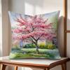Cherry tree in spring Cushion Cover Natural Linen Organic Fabric DoubleSided Printing Couch Pillow Covers Home Decor