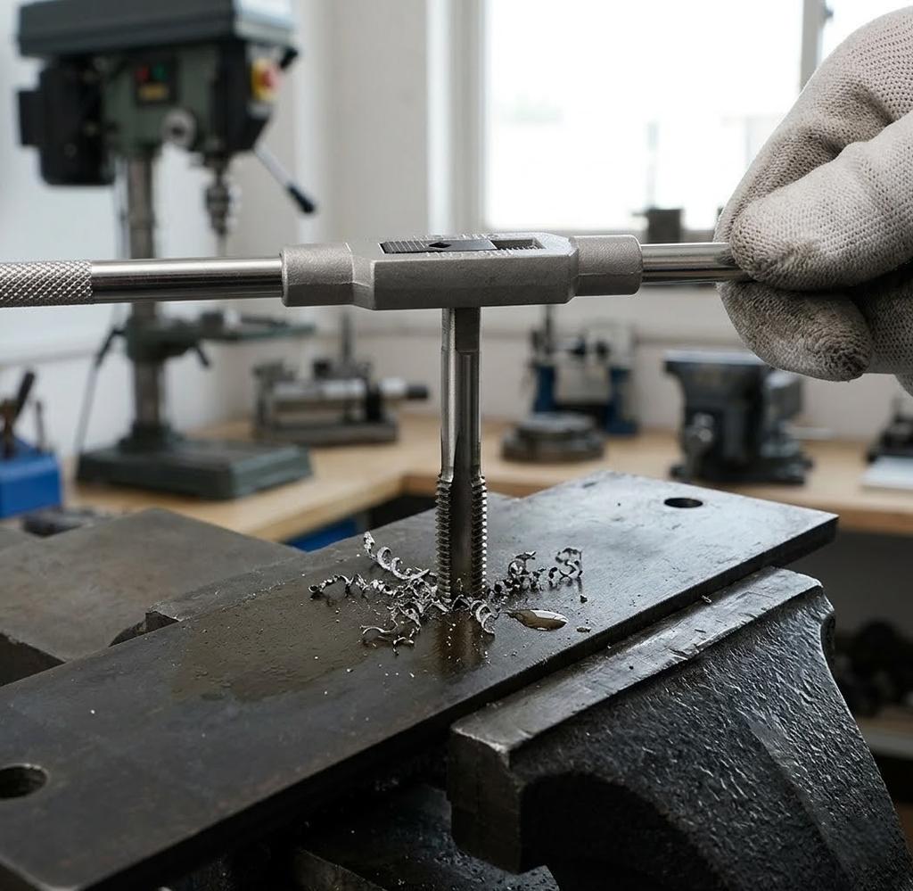 Zestaw Gwintowników Ręcznych M3-M12 + Pokrętło 8 Elementów Do Metalu