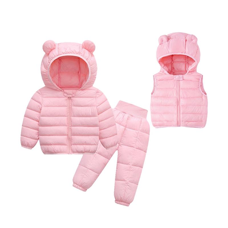 Toddler Baby Autumn Winter Clothes Set Hooded Coat and Vest and Pants