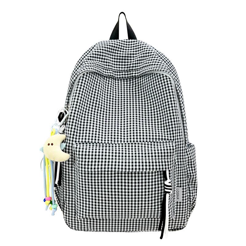 Schoolbag Korean version ins Mori literary and artistic style college student class backpack sweet Harajuku plaid girl travel backpack