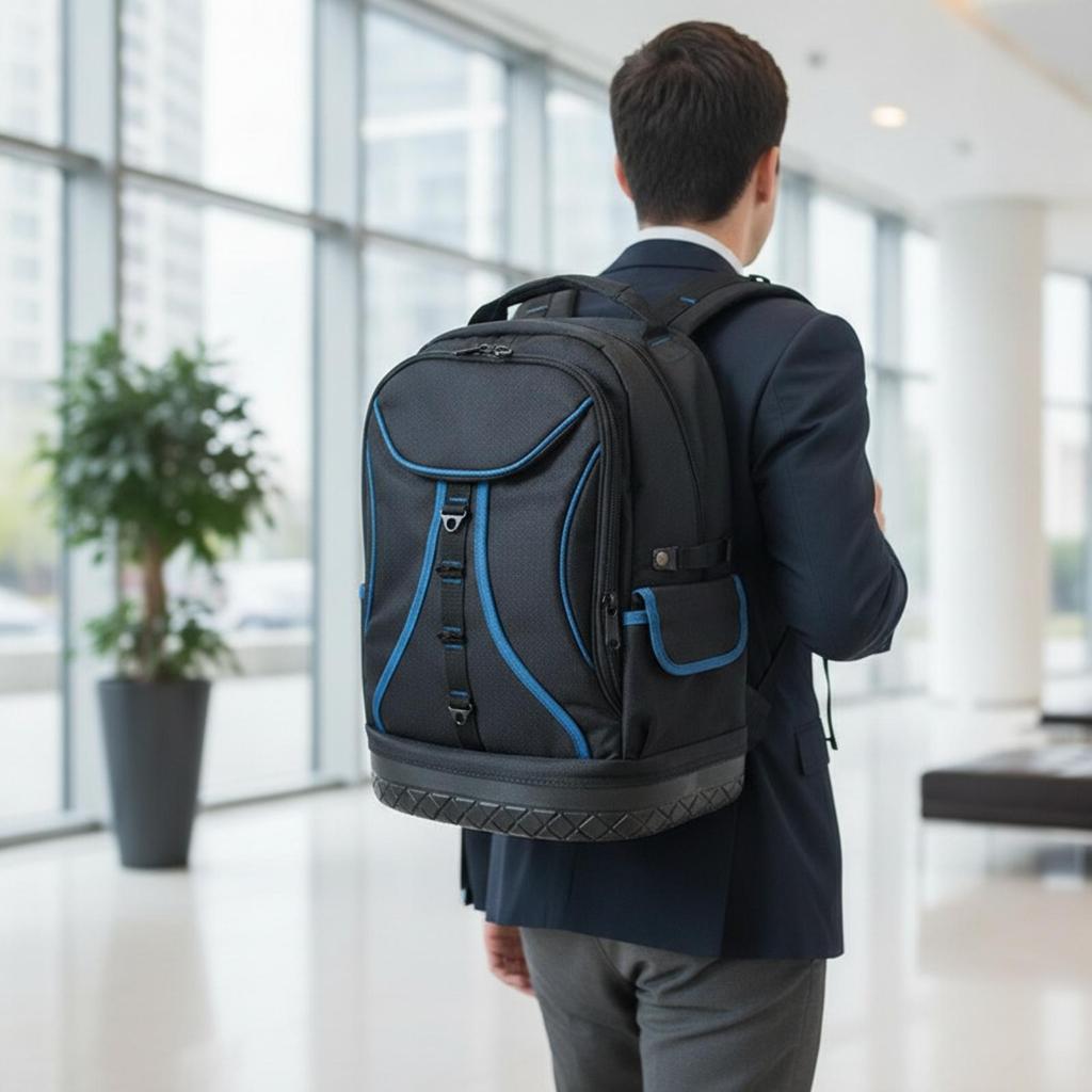 Tool Backpack with Plastic Base Breathable for Work Location, Workshop