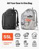 Ski Boot Bag, 55L, Snowboard Boots Travel Backpack for Men Women, with Waterproof Exterior & Bottom, Durable 1680D Oxford, Bag for Skis, Snowboard,