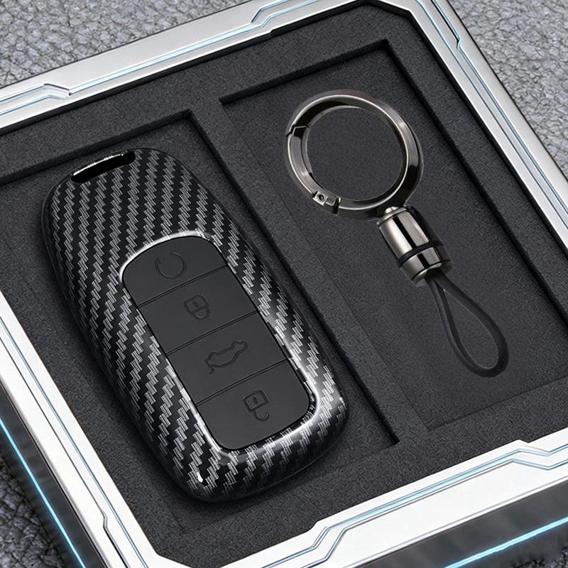 Abs Carbon Fiber Style For Chery Jaecoo 7 J7 J8 Phev Remote Smart Car Key Case Cover Fob Bagkeychain Accessories