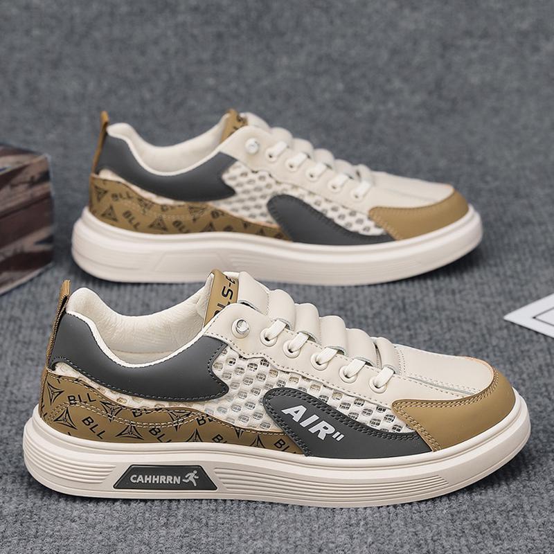 Large Mesh Men's Shoes Summer Mesh Breathable Casual Flat Shoes One Pedal Youth Versatile Hollow Sports Trendy Shoes