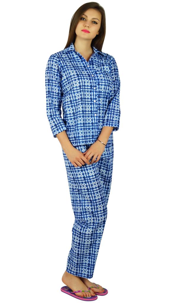 Bimba Womens Cotton Night Wear Printed Pajama Set Full Sleeve Shirt with