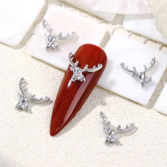 2Pcs Christmas Nail Design Set Christmas Bell Elk Sled Zircon Tree Nail Zircon Art
