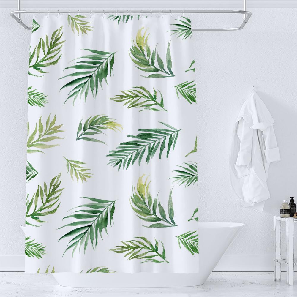 Green Plant Leaf Vines Floral Shower Curtain Print Nordic Minimalist Polyster Fabric Home Decor Bathroom Curtains With Hooks