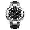 For FB0062 Luxury Gold Sport Watch Men 50m Waterproof Quartz Luminous Hands Chronograph Digital Watch Alarm Stop Silicone Watch