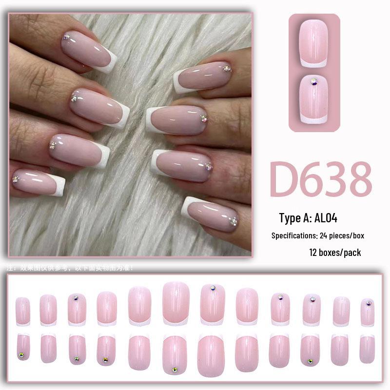 French Style Diamond Press-On Nails – 24 Solid Color Tips in Fresh European & American Design