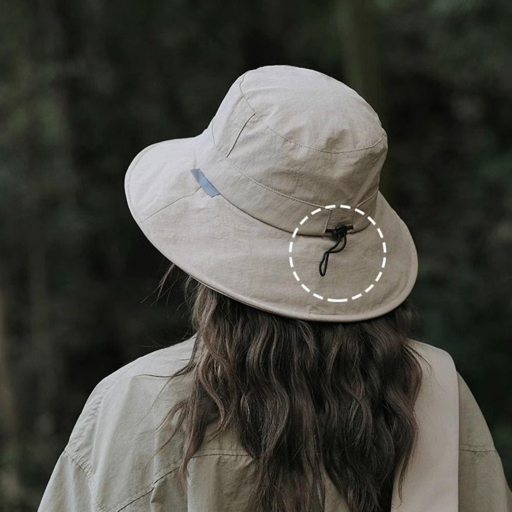 Japanese Wide Brim Sun Hat UV Protection Quick Dry Bucket Hat Drawstring Fishmen Hat  Fishing