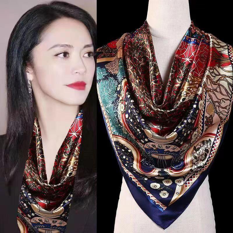 Hangzhou Silk 90 Square Scarves Silk Scarves Women Travel With Shirts Spring And Autumn Versatile Small Shawls