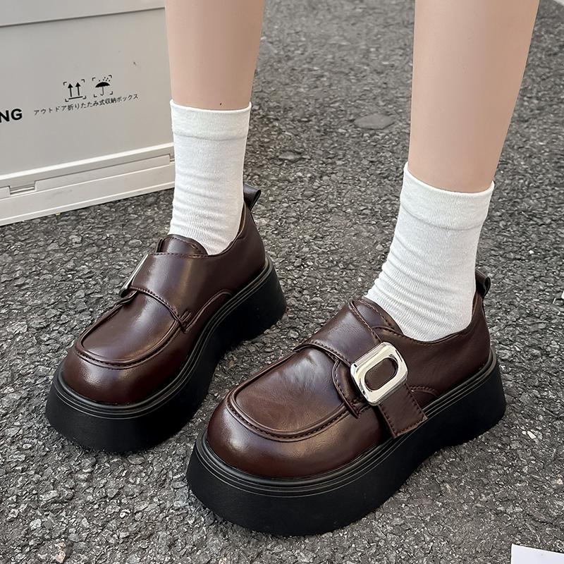 Spring/Autumn New Style Round Toe Thick Sole Increased Comfortable High Heels Fashionable Elegant Student Casual Shoes for Women