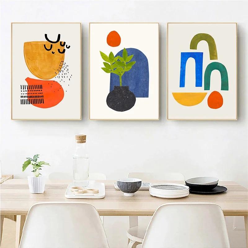 Ejaaz Haniff Artworks Colorful Art Canvas Paintings Posters Orange Rainbow Smile Mural Simply Nordic Wall Art Mural Home Decor