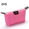 Striped Cosmetic Bag Waterproof Foldable Large Capacity Zipper Closure Dumpling Shape Portable Makeup Organizer for Travel Home Storage