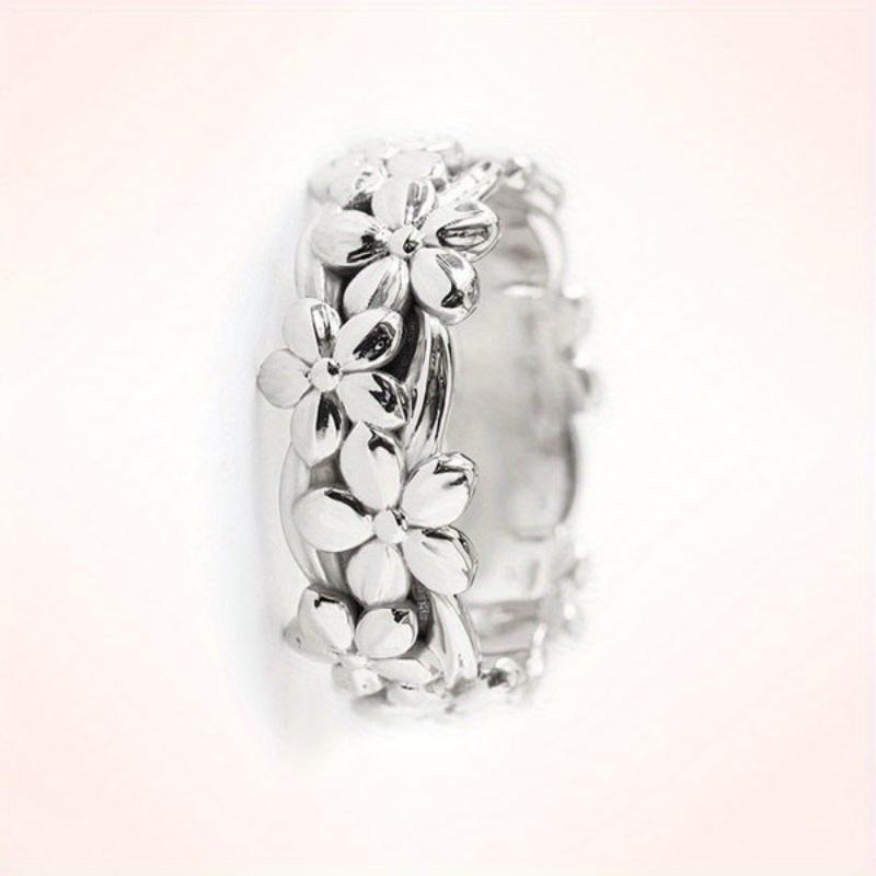 

1 шт. Модное кольцо с цветком сливы Простое цветочное модное кольцо 11 серебряный