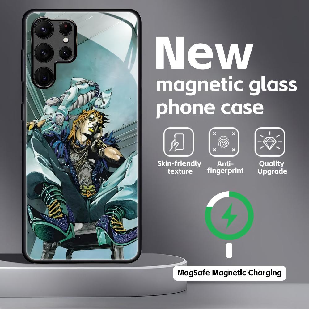 HOT JOJO Steel Ball Run Phone Case For Samsung S26 S25 S24 S23 S22 S21 Plus Ultra Note20 Glass Magnetic Case