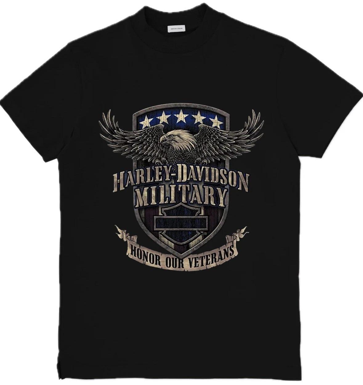 

Унисекс футболка с графическим принтом в стиле Harley-Davidson, футболка с принтом Орел и Череп , размеры S-3XL 2XL