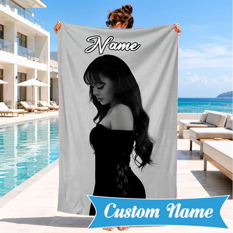 Custom Name Pink Heart Fashion Ayliva Heart In Space Adventure Microfiber Beach Towel, Lightweight for Summer Travel, Swimming Pool Fan Gift