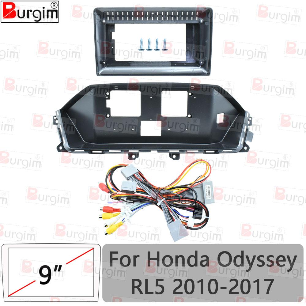 Burgim Car Android Radio Frame For Honda Odyssey RL5 2010-2017 9 inch 2DIN Stereo Panel Fascia 16PIN Harness Wire Power Cable Radio Accessories 4